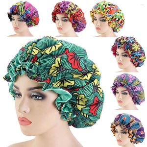 Berets Femmes africain floral imprimé satin nocturne sommet chapeau haira soins de soins capillaires enveloppe de grosse usage