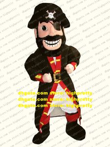 Black Corsair Pirate Adult Mascot Costume With Black Bushy Mustache Mascotte Party Outfit Suit Fancy Dress No.106