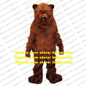 Long Fur Furry Brown Bear Mascot Costume Grizzly Bear Fursuit Adult Character Children Playground Hotel Restaurant zx768