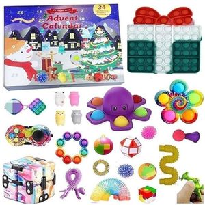 Fidget Toys Party Favor świąteczne ślepe pudełko 24 dni kalendarz adwentowy Xmas ugniatanie pudełko muzyki odliczanie prezentów dla dzieci hurtowo ee