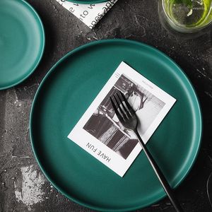 Plates MUZITY Ceramic Dinner Plate Round Porcelain Pizza Dish Inch Salad Or Dessert Green