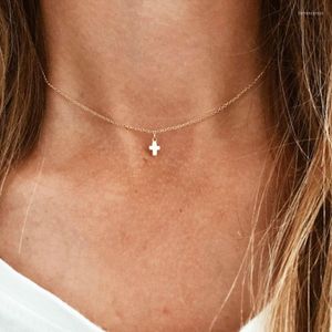 Choker Kpop Women Neck Chain Small Cross Necklace Thin On The Minimalist Pendant Jewelry 2022 Chocker Collar For Girl