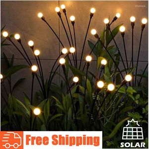 Światła słoneczne Outdoor Garden Firefly LED Wodoodporny trawnik Lampa Firework Lampa Krajobraz Lampka Oświetlenie Patio Dekor