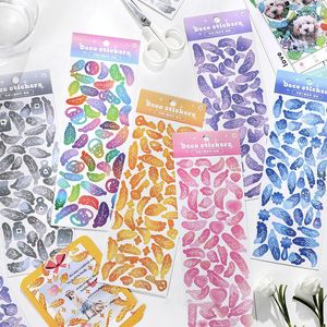Gift Wrap INS Laser Angel Colour Feather Decorative Blingbling Stickers DIY Scrapbooking Kawaii Idol Card Korean Stationery Sticker