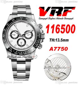 VRF 11650 A7750 Otomatik Kronograf Erkekleri İzle Siyah Seramikler Çember Pandalar Beyaz Stick Dial Paslanmaz Çelik Bilezik Süper Edition Aynı Serisi Kart Puretime B2