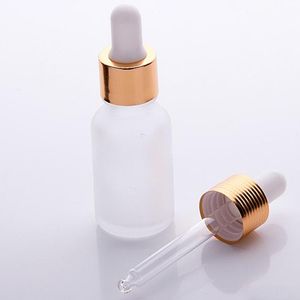 Garrafa de vidro de perfume claro vazio por atacado 15 ml recipiente de conta -gotas recarregável com tampa preta prateada de ouro de ouro