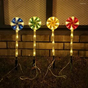 Night Lights 2022 Solar Small Candy Light Outdoor LED Christmas Lollipop Lamp Year Festival Decoration Garden Decorative