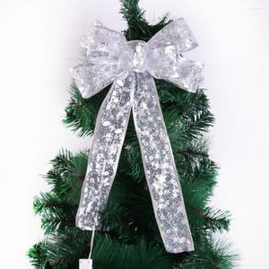 Christmas Decorations Glowing Transparent Bow Hanging Pendant Light Up Ornaments String Lamp For Tree And Garden
