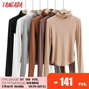 Blusas femininas Tangada Mulheres 2022 Moda Moda Solid Crop Turtleneck Sweater Jumper Big Stroilvers Slim Tops Chic Tops 4P25 T221019