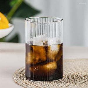 Wine Glasses Striped Heat-Resistant Glass Transparent Water Cup Home Net Celebrity Ins Drinking Juice