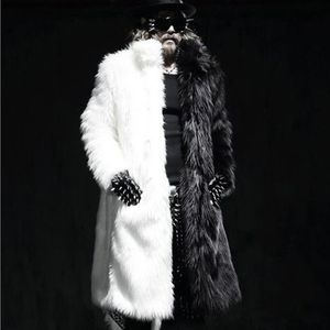 Men's Fur Faux Winter men's fur coat long casual warm jacket black and white colored windbreaker 221020