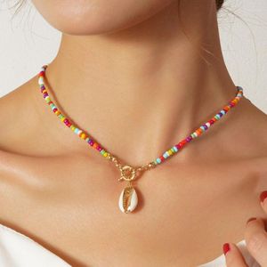 Choker Colour Boho Shell Necklace Color Soft Polymer Clay Beads Beach Femme Jewelry Gift