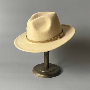 Beanie/Skull Caps Män kvinnor bred Brim filt Fedora Panama hatt med bältesspänne jazz trilby cap party formell topp hatt i stor storlek 56-61 cm NZ266 T221013