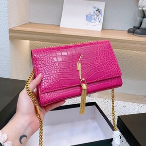 Flap Messenger Crossbody Bag Fashion Chain Shoulder Bags Alligator Square Women Handbags Purse Gold Letter Tassels Clutch Wallets Cell Phone Pocket Cross Body