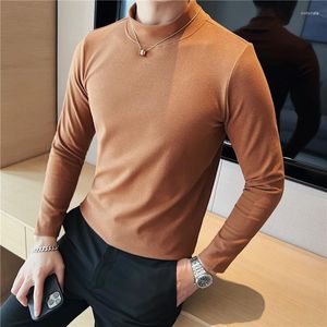 Herrar t skjortor 2022 Autumn Winter Suede Mens Solid Color Keep Warm T-shirt Casual Slim Tee Tops Men Social Streetwear Bottoming Shirt