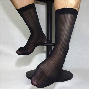 Men's Socks Men Gifts For Formal Wear Suit Dress Sexy Thin Sheer Exotic Transparent Business TNT