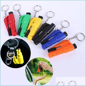 Nyckelringar Life Saving Hammer Key Chain Rings Portable Self Defense Emergency Rescue Car Accessories säkerhetsbälte fönster Break Tools SAF DHAZ3