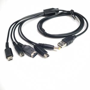 1.2m 5 in 1 USB Charging Cables for Nintend NEW 3DS XL NDS Lite NDSI LL WII U GBA for Sony PSP 1000 2000 Charger Cable Cord