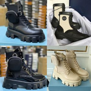 모노리스 브러시 가죽과 나일론 부츠 남성 여성 디자이너 Rois Ankle Martin Boots 군사 영감을주는 전투용 Bouch 부착 된 럭셔리 대형 크기