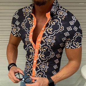 القمصان غير الرسمية للرجال 2022 الصيف للرجال أزياء الفهد طباعة قصيرة الأكمام على شاطئ هاواي.