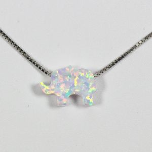 Pendant Necklaces JZP0027 White Lovely 925 Sterling Silver Opal Elephant Gift Summer Style Size 8 11mm