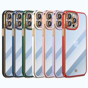 Elektroplattenkoffer mit Objektivschutz -Telefonhüllen für iPhone 14 13 12 11 Pro Max XR XS iPhone 6 7 8 plus Shinny Farbtransparent TPU Soft Rückenabdeckung