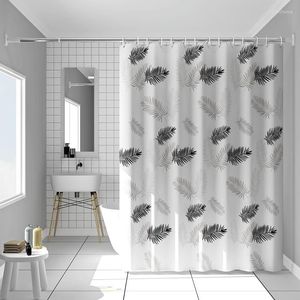 Shower Curtains Peva Curtain Waterproof Fabric Bathroom With Hooks Punch Free Black Leaves Luxury Bath Home Decor