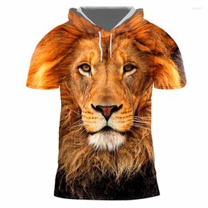 T-shirt da uomo IFPD taglia EU con cappuccio manica corta 3D T-shirt stampa leone estate casual sport oversize hip hop