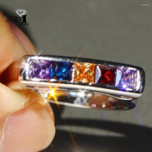 Pierścionki ślubne Yayi Biżuteria Moda Księżniczka Cut 4.8ct Multi Cywron Srebrny kolor zaręczynowy Party 1349