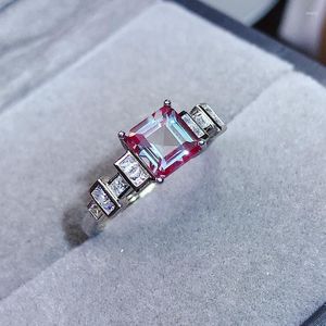 Cluster anneaux Natural Alexandrite Lady's Ring 925 STERLING SILP Princess Square Style Recommandation 1.5CT