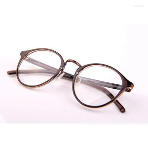 サングラスフレームレトロラウンドリーディングアイグラスフレームメンズビンテージコンピュータ眼鏡ブランドOculos de Grau Feminos