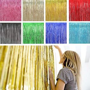 Parti Dekorasyonu 1 adet renkli yağmur ipek perde renkli şerit püskül mutlu yıllar düğün arka plan duvar ev malzemeleri