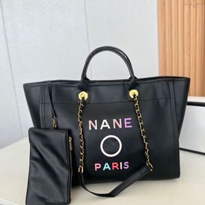 Womens Large Shopping Tote Deauville Shoulder Bags With Pouch Stud Colorful Letter Gold Matelasse Crossbody Large Capacity Designer Handbags 37X31.5CM