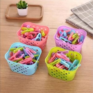 Clothing Storage & Wardrobe 30pcs Multifunctional Plastic Small Clip With Basket Quilt Towel Strong Windproof Underwear Socks Clothes