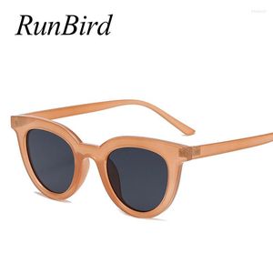 Sunglasses RunBird Retro Jelly Color Round Women Fashion Blue Pink Trending Shades UV400 Men Sun Glasses
