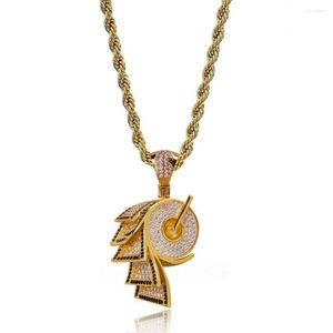 Colares pendentes Iced Out Chain 18K Gold Bling CZ simulado Roll Paper Men's Hip Hop Colar Jóias