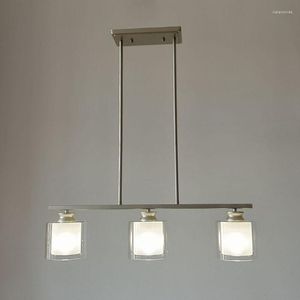 Pendant Lamps Modern 3 Lights 4 Linear Light Champagne Gold Metal And Glass E27 Bulb Hanging Fixtures For Kitchen Island