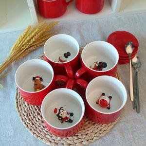 Weihnachtswasser Keramik Tasse Stereoskopisch niedliche Tierkaffeetasse Weihnachtsgeschenk -Dekoration Urlaubs Set