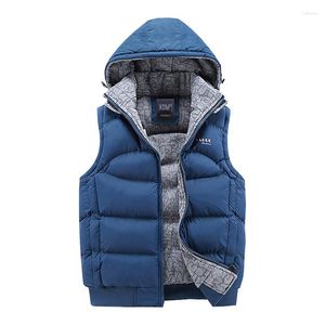 Gilet da uomo Giacca senza maniche moda Uomo Gilet in cotone ispessimento Cappello con cappuccio Gilet invernale caldo Giacca a vento casual