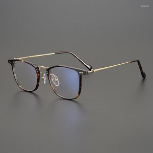 Sunglasses Frames Square Titanium Eyewear Blue Light Blocking Glasses Frame Lightweight Handmade Acetate Men and Women Eyeglasses Myopia