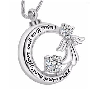 Hänghalsband Memorial Necklace för urn Jag brukade vara din ängel nu är du min locket vinge kremation ashes hjärtsmycken minnessak