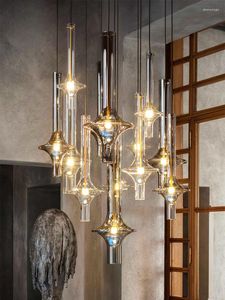 Kolye lambaları İtalyan Yaratıcı Restoran Cam Led Işıkları İskandinav Kişilik Bar Oturma Odası Merdivenler Showroom Art Dekor Asma Lamba