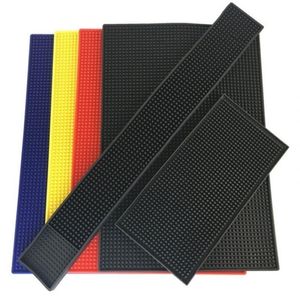 3 Size Rectangle Rubber Beer Bar Service Spill Mat for Table Cup Black Water Proof Anti skid Glass Coaster Place Plate 220627