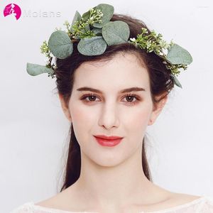 Headpieces Molans Fashion Green Leaves Flower Crowns Garland Bridal Wedding Wreath Headpiece Women Bride Headband Hairband Hair Accessories