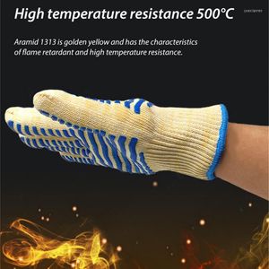 Oven Mitts 1Pair BBQ Gloves High Temperature Resistance 500 Degrees Fireproof Barbecue Heat Insulation Microwave