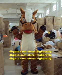 New Brown Donkey Moke Burro Neddy Mascot Costume Horse Pony Steed Adult Mascotte con grande bocca lunga Samll Eyes No.381