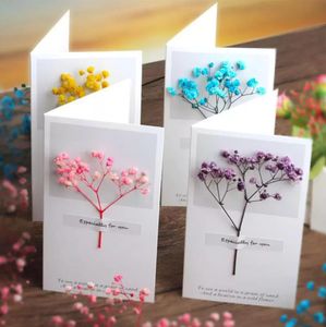 Blumen Grußkarten Gypsophila Trockenblumen handschriftliche Segensgrußkarte Geburtstagsgeschenkkarte Hochzeitseinladungen Großhandel