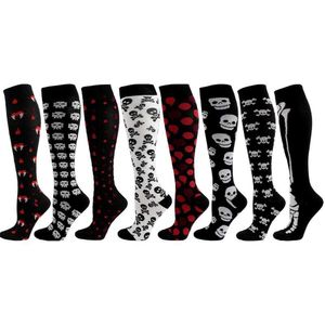 Sports Socks 2021 Nya kompressionsstrumpor män Kvinnor Knä Hög Happy Sportrs Running Socks Anti Trötthetsmärtlinder Åtgärd Vener Stocking T221019