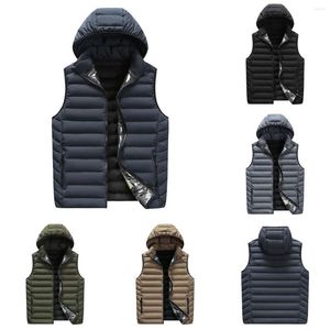 Gilet da uomo 2022 Autunno Inverno Abbigliamento Uomo Sport Tuta sportiva Con cappuccio Addensare Gilet Gilet A righe Casual Giacca senza maniche Cappotto 4XL-8XL