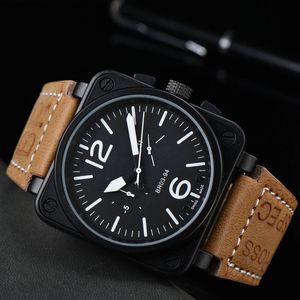 Luxury top brand men's mechanical watch Business leisure multi-function 6-pin stopwatch Stainless steel case leather watch